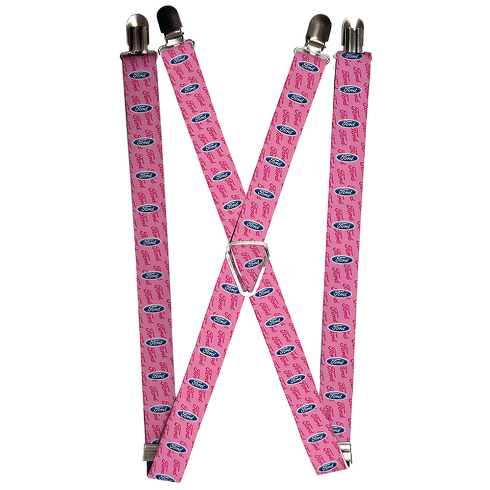 Suspenders - Ford Oval w/Text PINK REPEAT Suspenders Ford 1.0-Inch Wide Regular