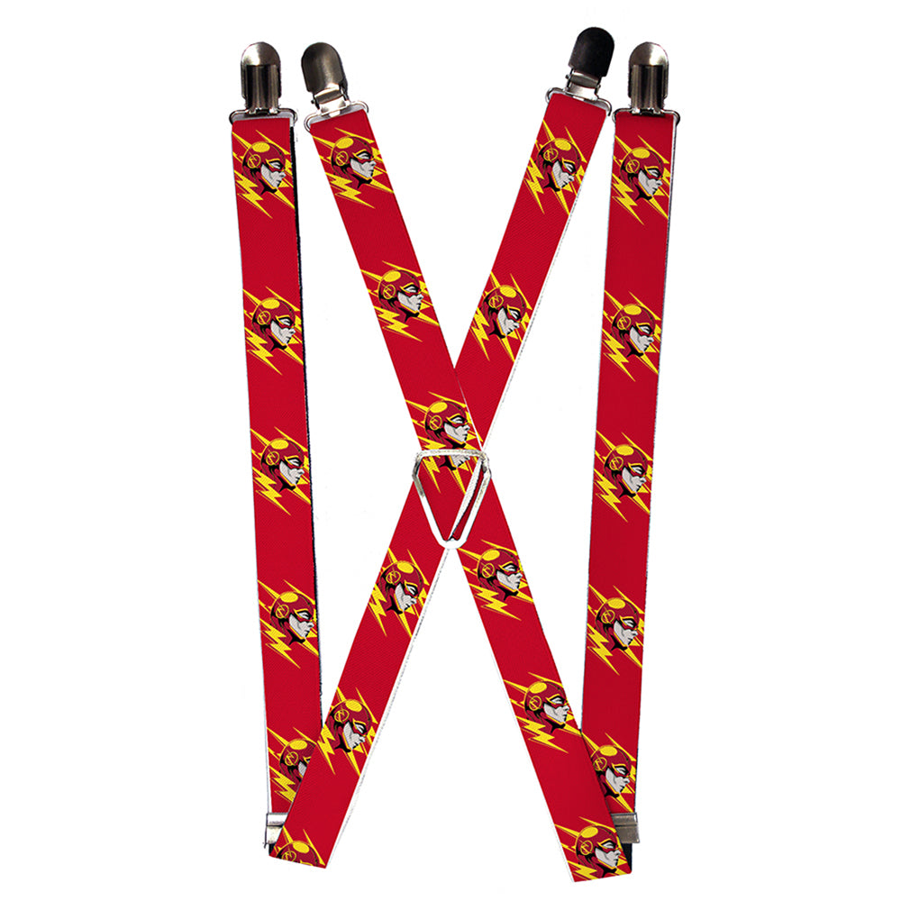 Suspenders - The Flash Face/Bolts Reds/Yellow/Gray Suspenders DC Comics