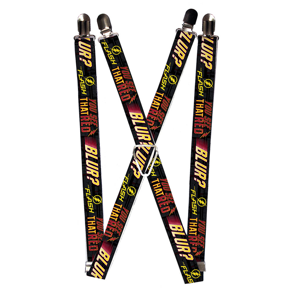 Suspenders - THE FLASH Logo YOU SEE THAT RED BLUR? Grays/Yellows/Reds Suspenders DC Comics 1.0-Inch Wide Regular
