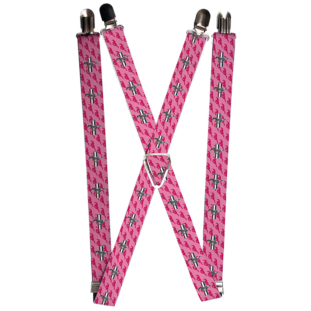 Suspenders - Ford Mustang w/Bars w/Text PINK LOGO REPEAT Suspenders Ford 1.0-Inch Wide Regular