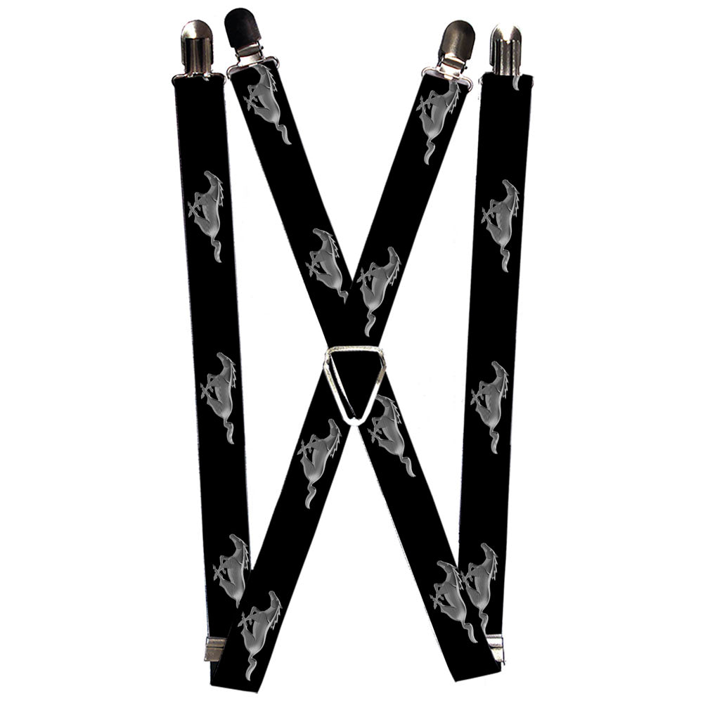 Suspenders - Ford Mustang Pony Silhouette Black/Silvers Suspenders Ford 1.0-Inch Wide Regular