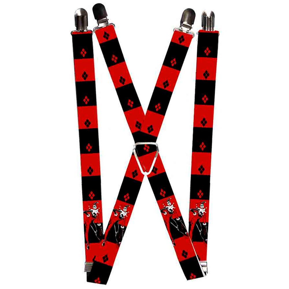 Suspenders - Harley Quinn Standing Pose/Diamonds Black/Red Suspenders DC Comics 1.0-Inch Wide Regular