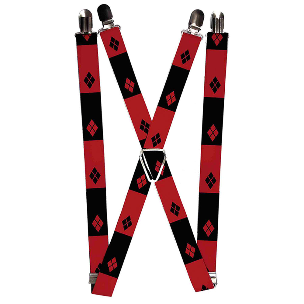 Suspenders - Harley Quinn Diamond Blocks2 Red/Black Black/Red Suspenders DC Comics 1.0-Inch Wide Regular