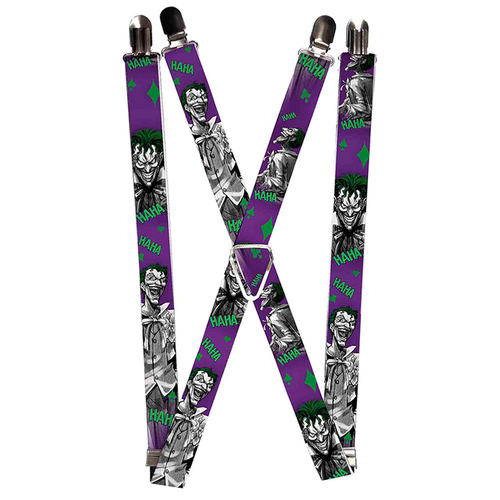 Suspenders - Joker Laughing Poses HAHA Purple/Green/Black/White Suspenders DC Comics 1.0-Inch Wide Regular