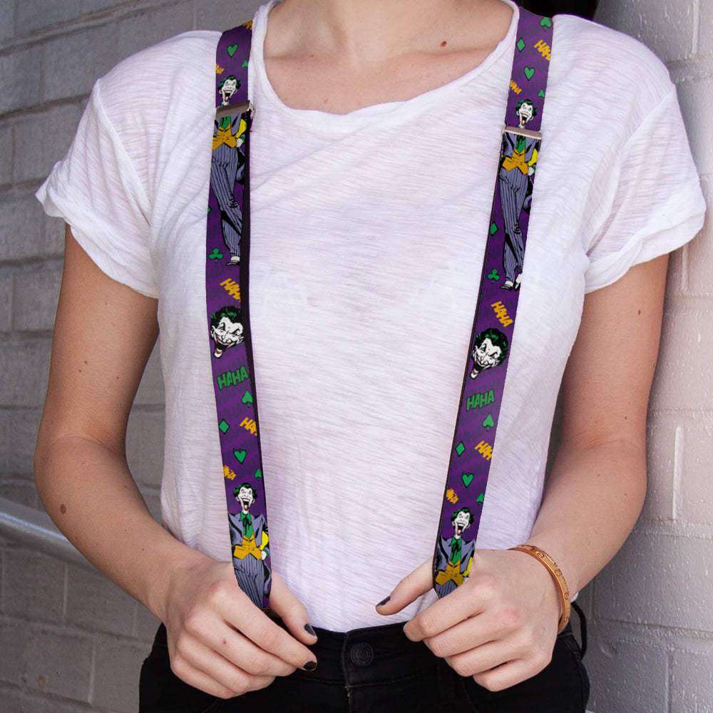 Suspenders - Joker Face/Pose/Elements Collage Purple/Green/Yellow Suspenders DC Comics