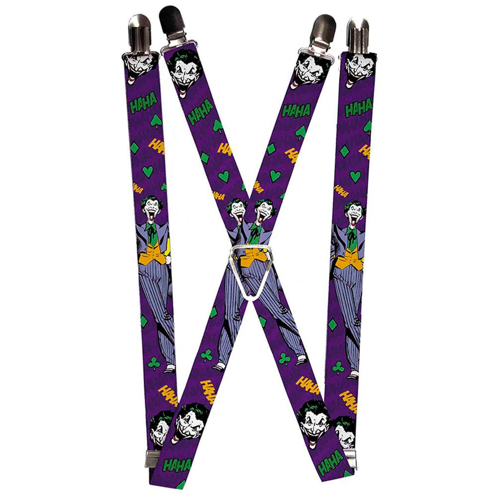 Suspenders - Joker Face/Pose/Elements Collage Purple/Green/Yellow Suspenders DC Comics