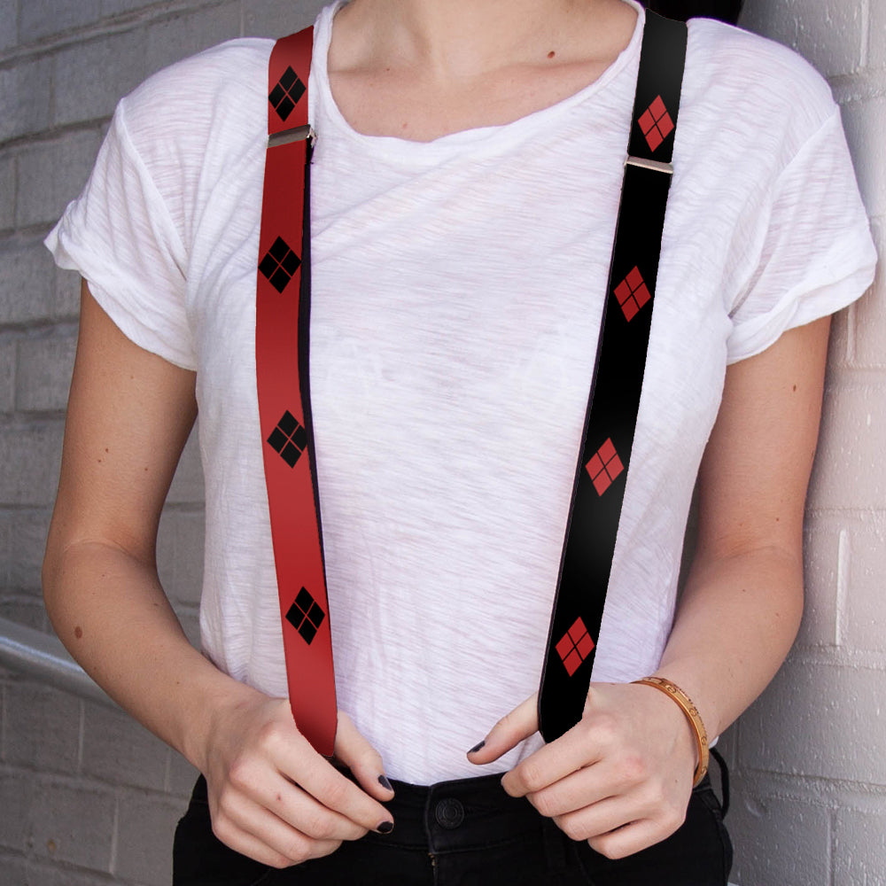 Suspenders - Harley Quinn Diamonds Red/Black + Black/Red Suspenders DC Comics