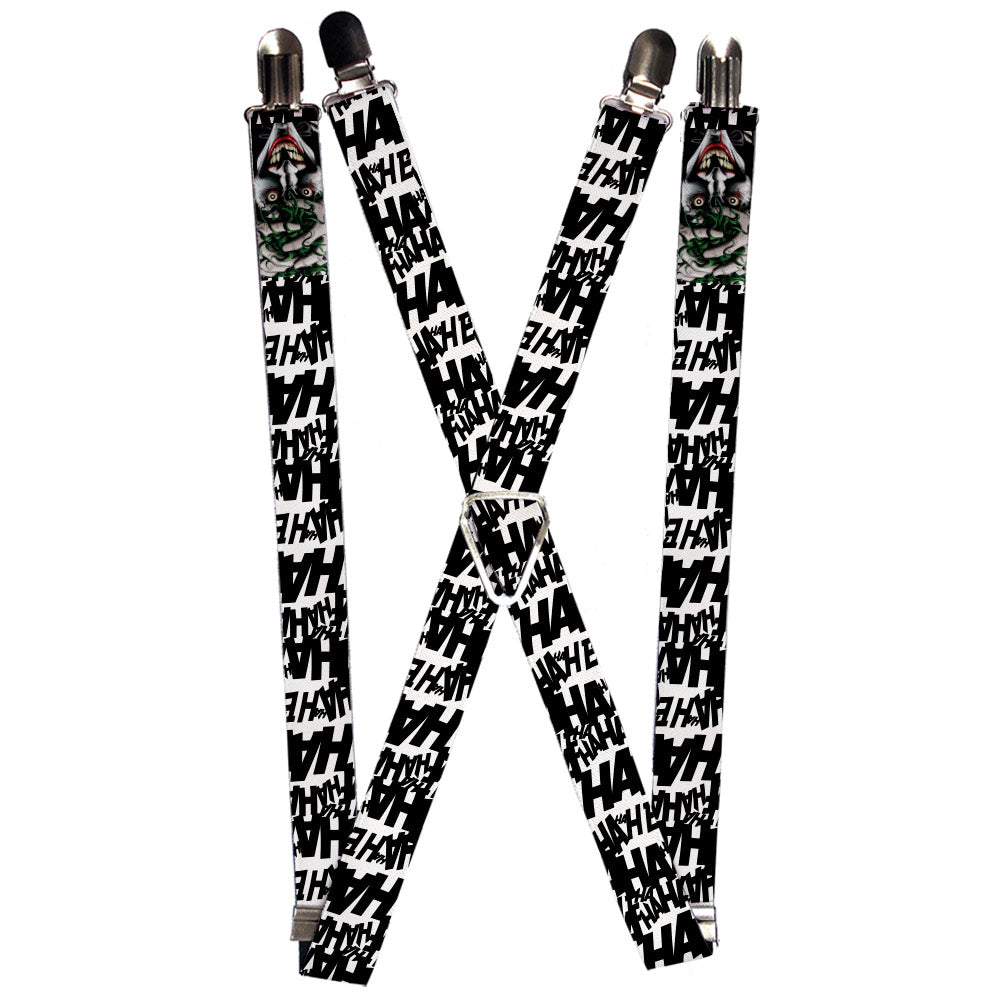 Suspenders - Joker The Killing Joke Holding Head Pose/HAHAHA Repeat White/Black Suspenders DC Comics 1.0-Inch Wide Regular