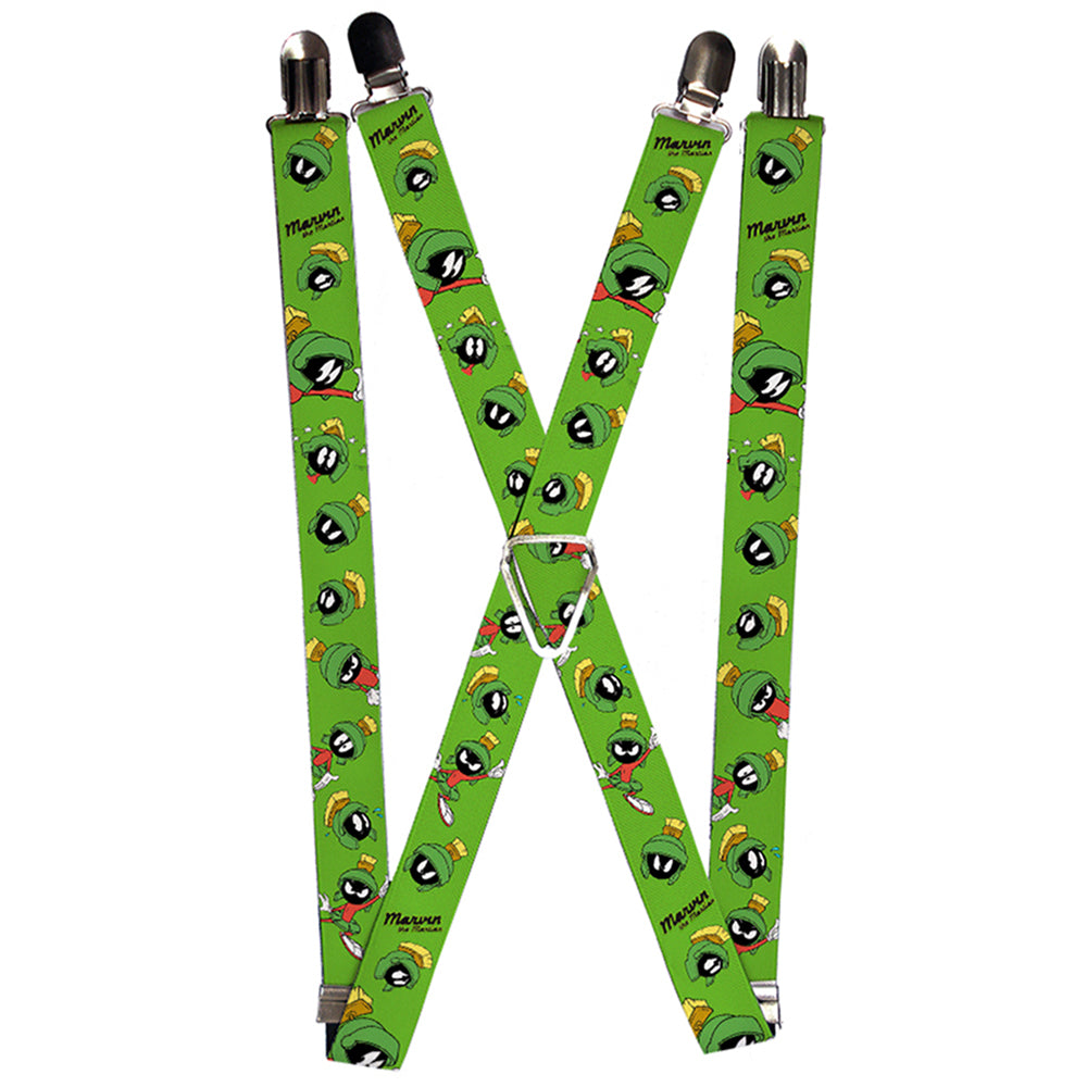 Suspenders - MARVIN THE MARTIAN w/Poses/Expressions Green Suspenders Looney Tunes 1.0-Inch Wide Regular