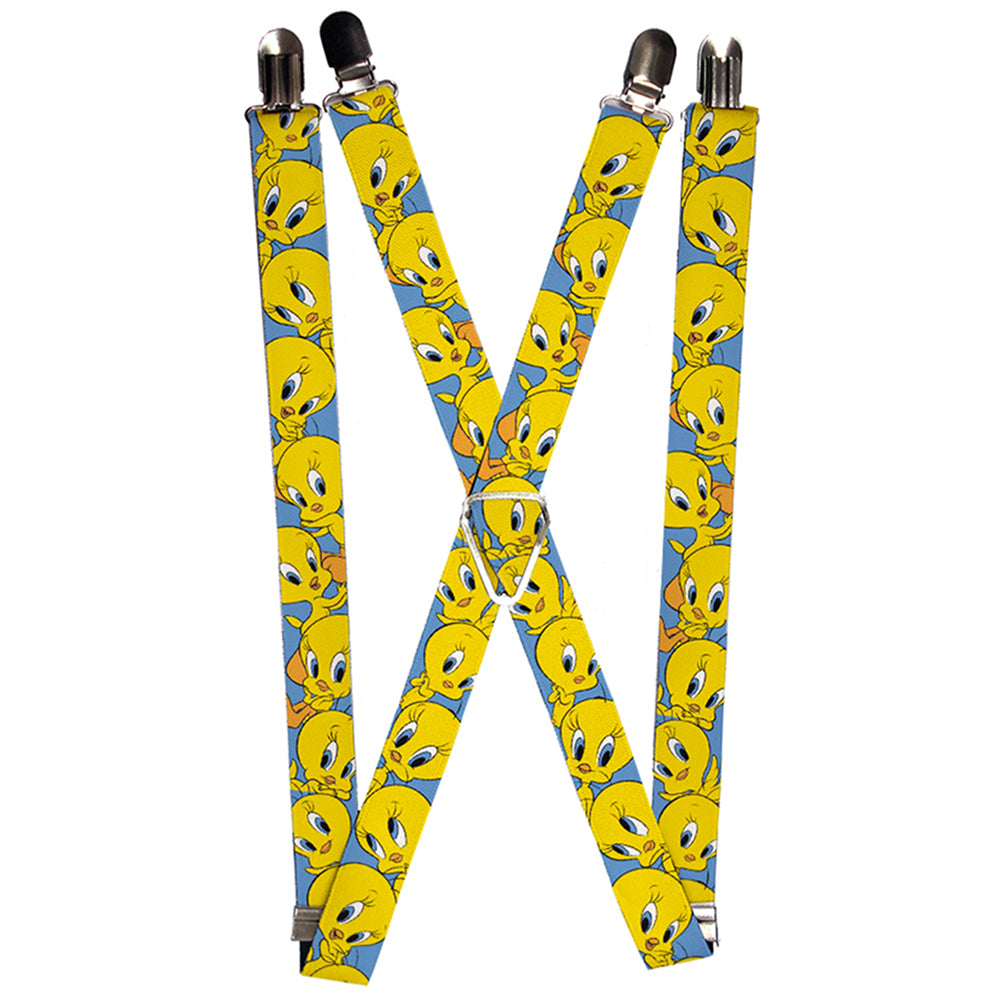 Suspenders - Tweety Bird Poses Baby Blue Suspenders Looney Tunes 1.0-Inch Wide Regular