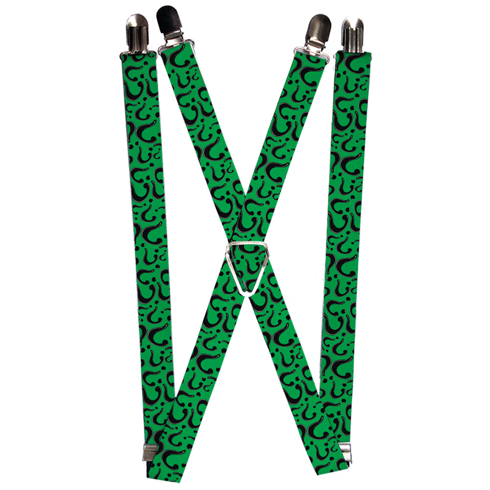 Suspenders - Question Mark Scattered Lime Green/Black Suspenders DC Comics 1.0-Inch Wide Regular