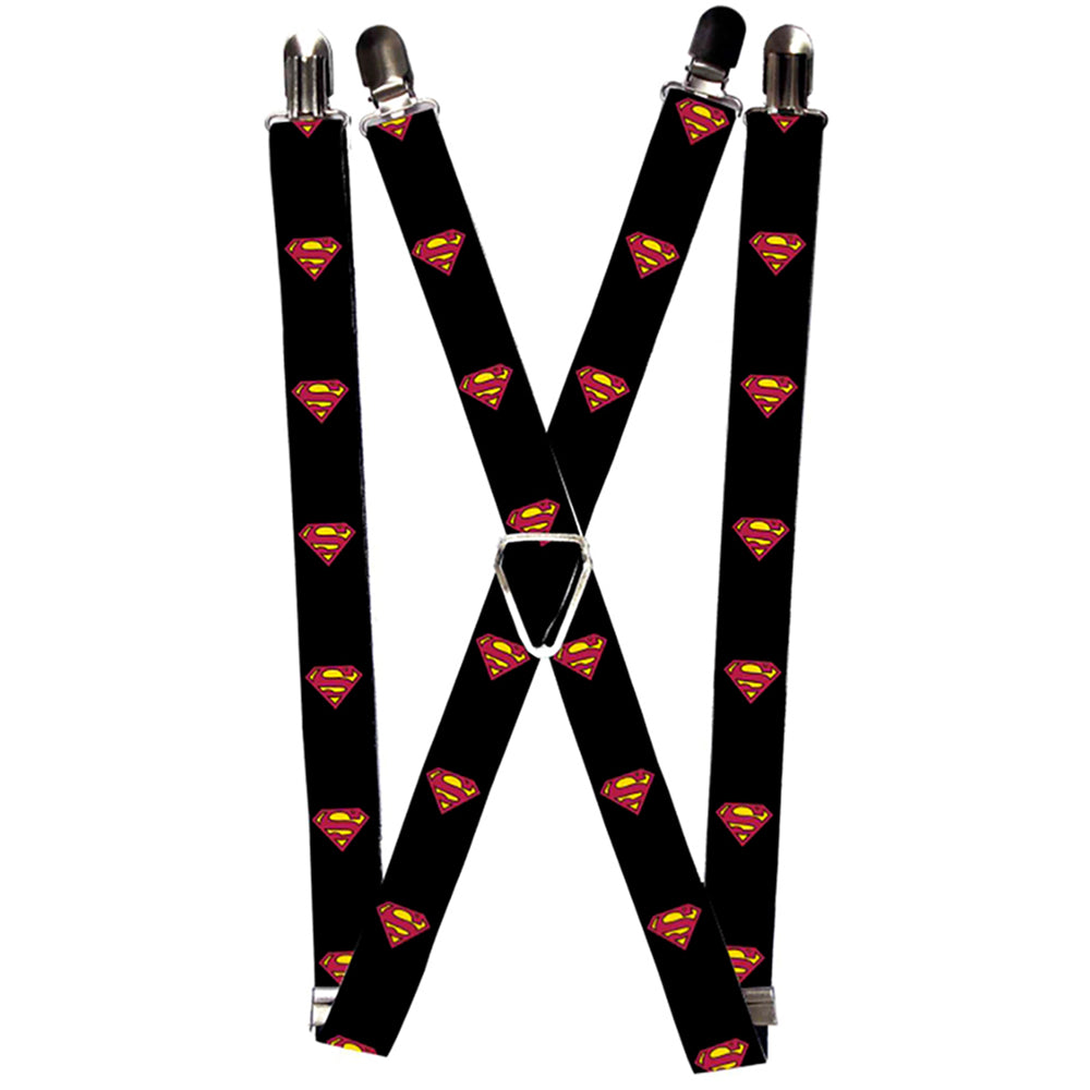Suspenders - Superman Shield Black Suspenders DC Comics 1.0-Inch Wide Regular