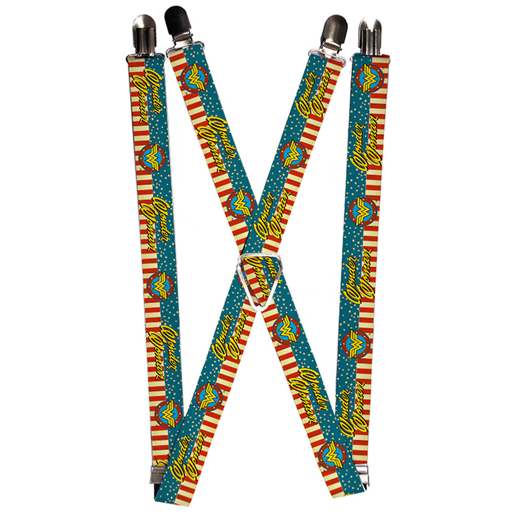 Suspenders - WONDER WOMAN/Logo Americana Red/White/Blue/Yellow Suspenders DC Comics 1.0-Inch Wide Regular