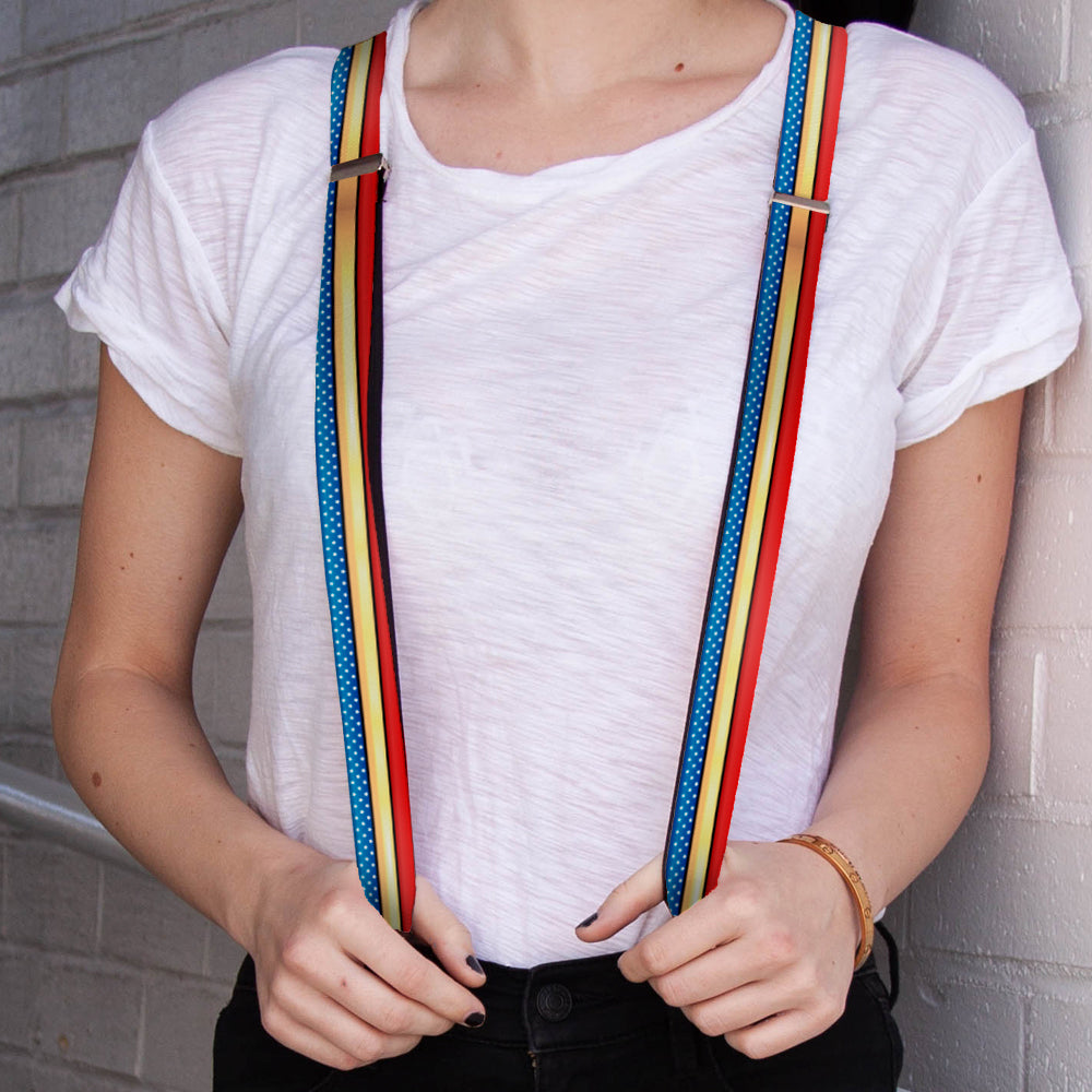 Suspenders - Wonder Woman Stripe/Stars Red/Gold/Blue/White Suspenders DC Comics