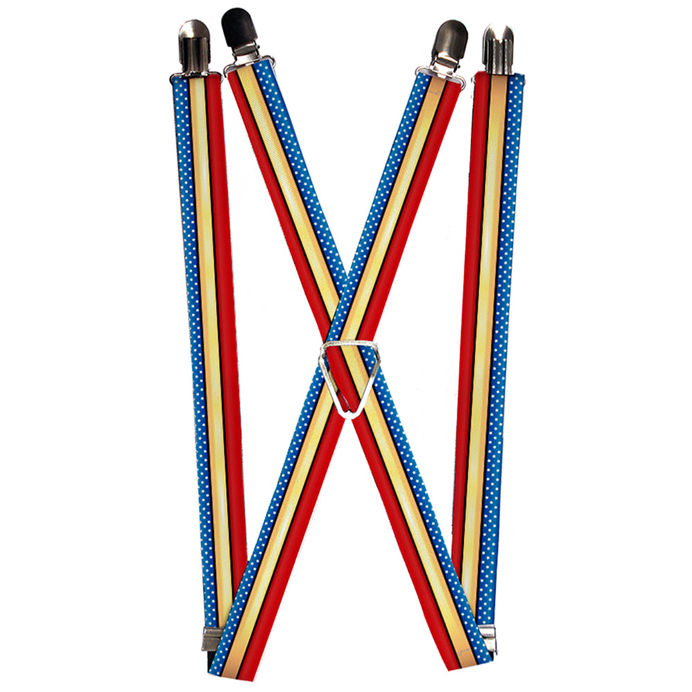 Suspenders - Wonder Woman Stripe/Stars Red/Gold/Blue/White Suspenders DC Comics