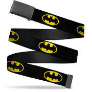 Black Buckle Web Belt - Batman Shield Black/Yellow Webbing Web Belts DC Comics