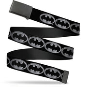 Black Buckle Web Belt - Batman Shield Black/Silver Webbing Web Belts DC Comics