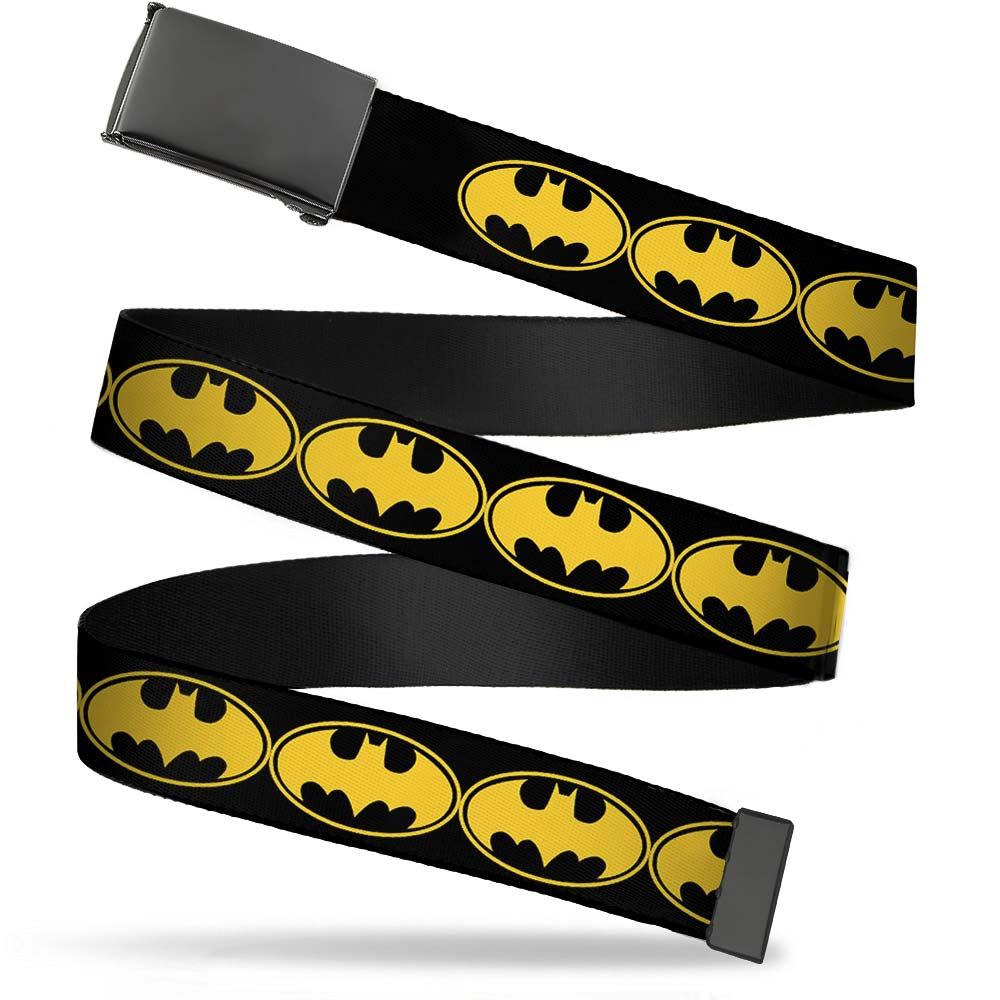 Black Buckle Web Belt - Bat Signal-3 Black/Yellow/Black Webbing Web Belts DC Comics