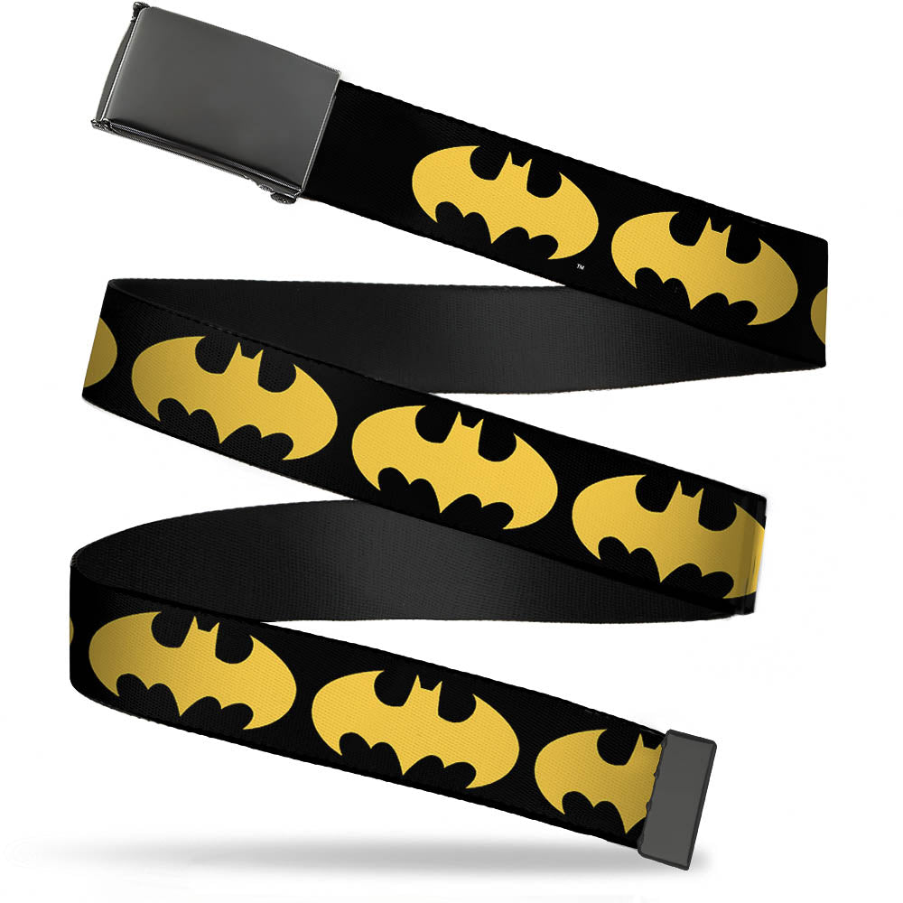 Black Buckle Web Belt - Bat Signal-1 Black/Yellow Webbing Web Belts DC Comics
