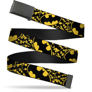 Black Buckle Web Belt - Bat Signals Stacked w/CLOSE-UP Yellow/Black Webbing Web Belts DC Comics