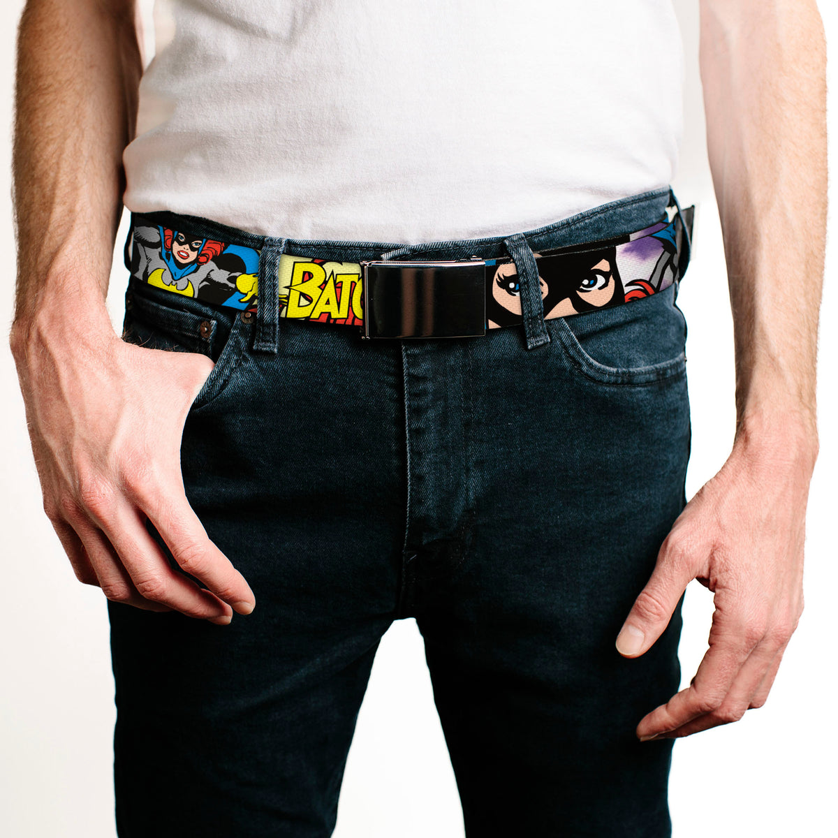 Black Buckle Web Belt - BATGIRL in Action w/Face CLOSE-UP Webbing Web Belts DC Comics