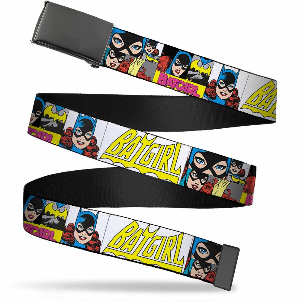 Black Buckle Web Belt - BATGIRL Panels Yellow/Pink Webbing Web Belts DC Comics