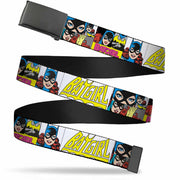 Black Buckle Web Belt - BATGIRL Panels Yellow/Pink Webbing Web Belts DC Comics