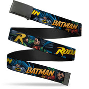 Web Belt Blank Black Buckle - Batman & Robin in Action w/Text Black Webbing Web Belts DC Comics
