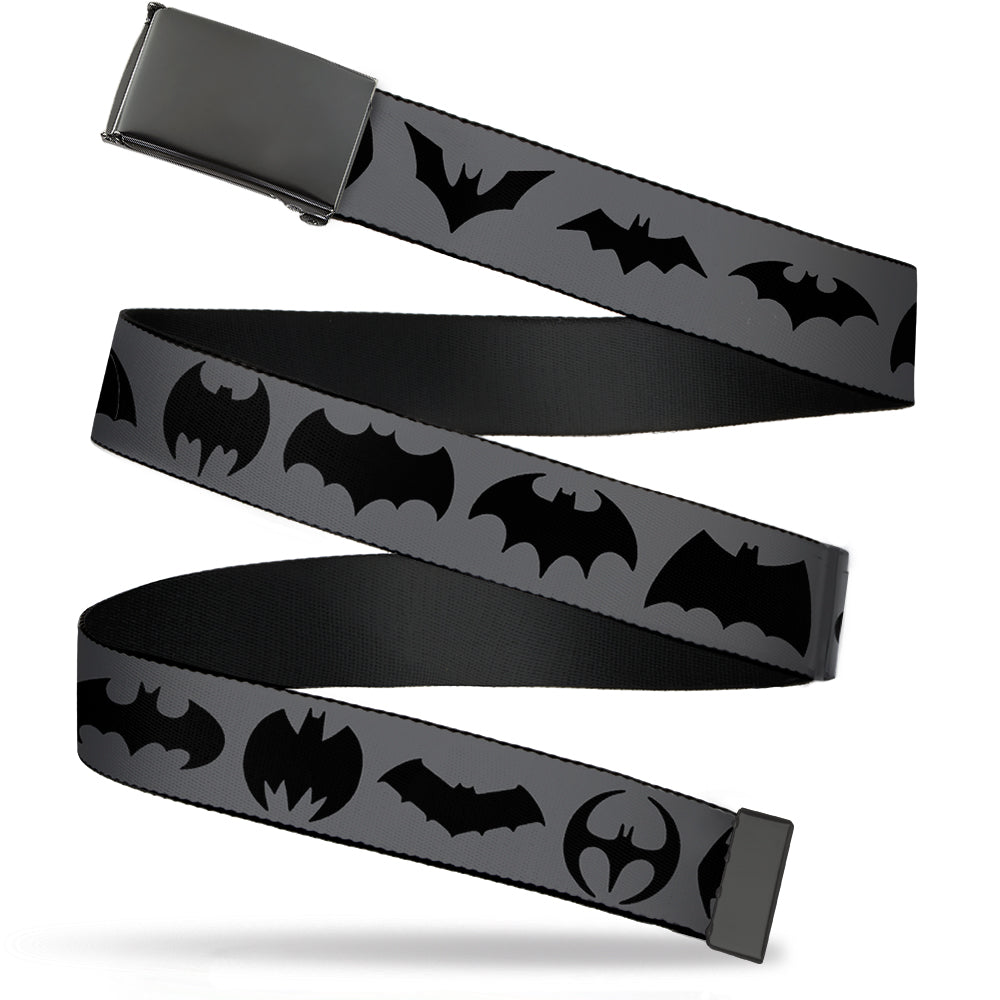Web Belt Blank Black Buckle - Bat Logo Transitions Gray/Black Webbing Web Belts DC Comics