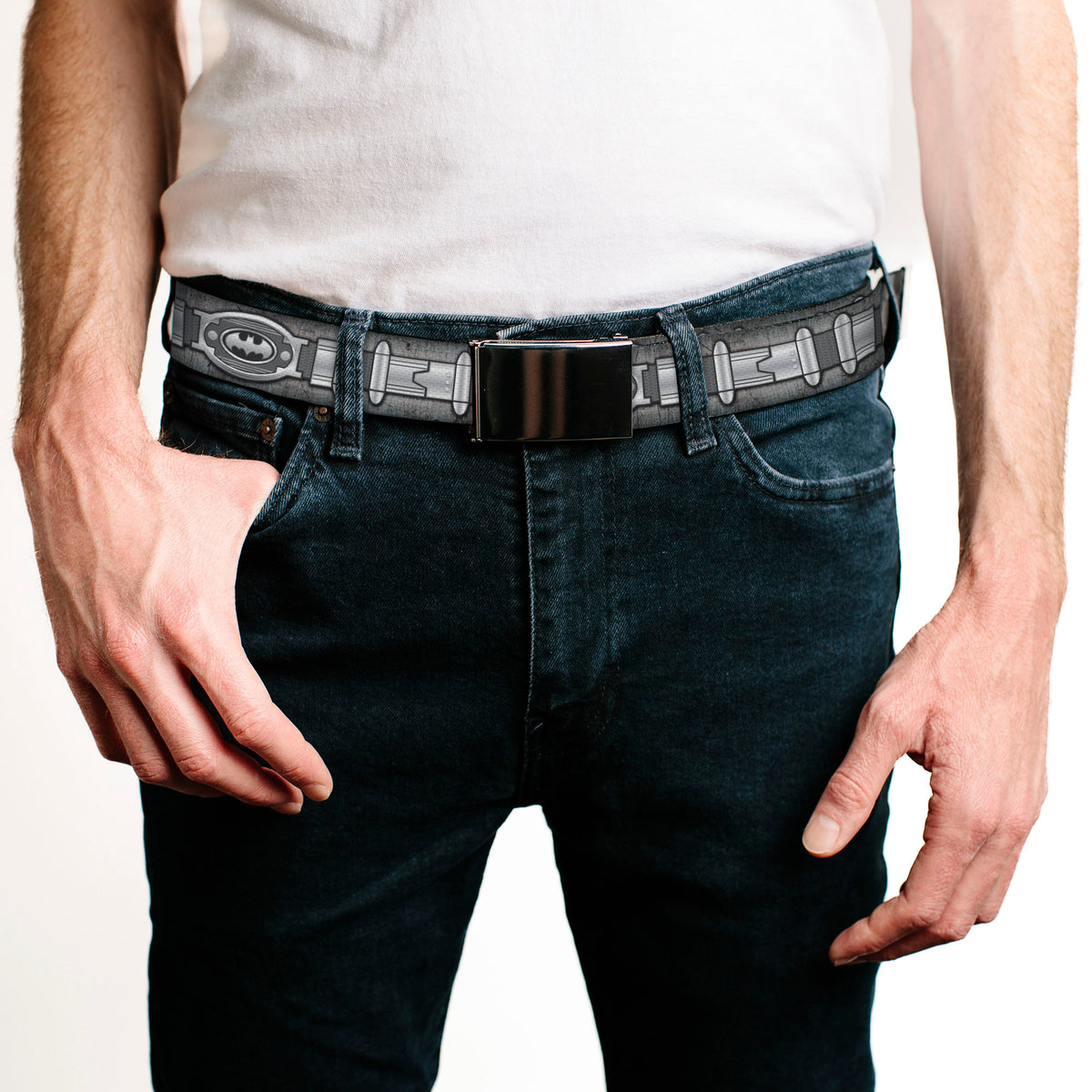 Black Buckle Web Belt - Batman Utility Belt Grays Webbing Web Belts DC Comics