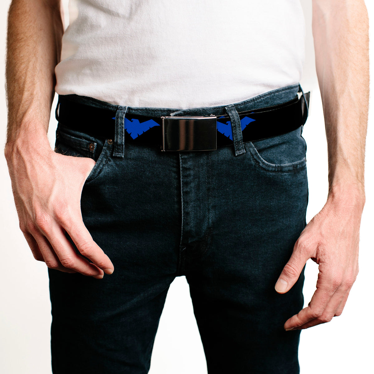 Web Belt Blank Black Buckle - Nightwing Logo Black/Blue Webbing Web Belts DC Comics