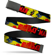 Black Buckle Web Belt - Classic BATMAN Issue #1 Robin & Batman Cover Pose Yellow/Red Webbing Web Belts DC Comics
