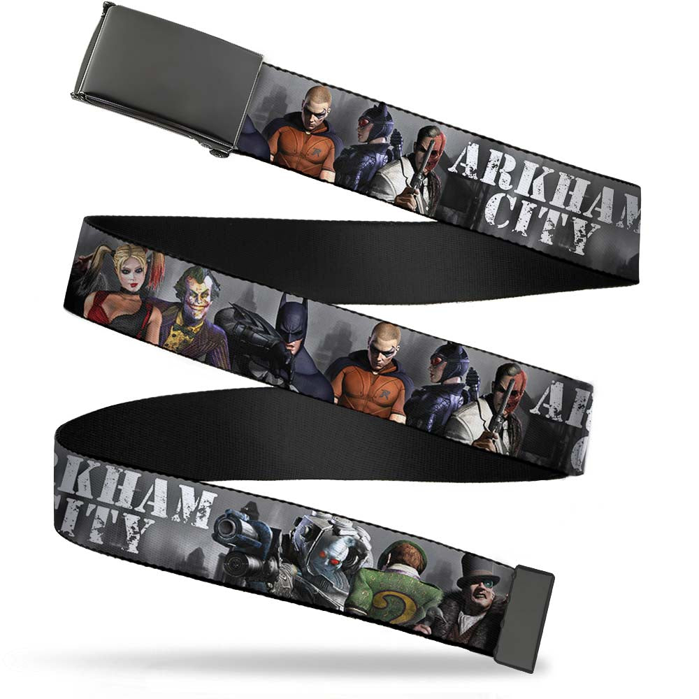 Black Buckle Web Belt - ARKHAM CITY 9-Character Group Grays/White Webbing Webbing Web Belts DC Comics