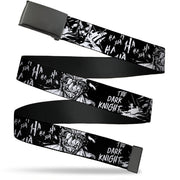 Web Belt Blank Black Buckle - Batman THE DARK KNIGHT and Joker Smiling Sketch Close-Ups Black/White Webbing Web Belts DC Comics