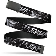 Web Belt Blank Black Buckle - THE JOKER Smiling Eyes Sketch Close-Up Black/White Webbing Web Belts DC Comics