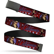 Black Buckle Web Belt - CATWOMAN Bombshell Pose/Diamonds Red/Purple/Black Webbing Web Belts DC Comics