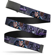 Web Belt Blank Black Buckle - CATWOMAN-NINE LIVES OF A FELINE FATALE Pose2/Jewelry/Black Cat Purples Webbing Web Belts DC Comics