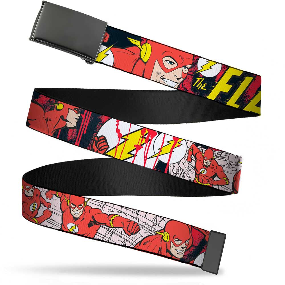 Web Belt Blank Black Buckle - The Flash in Action Webbing Web Belts DC Comics