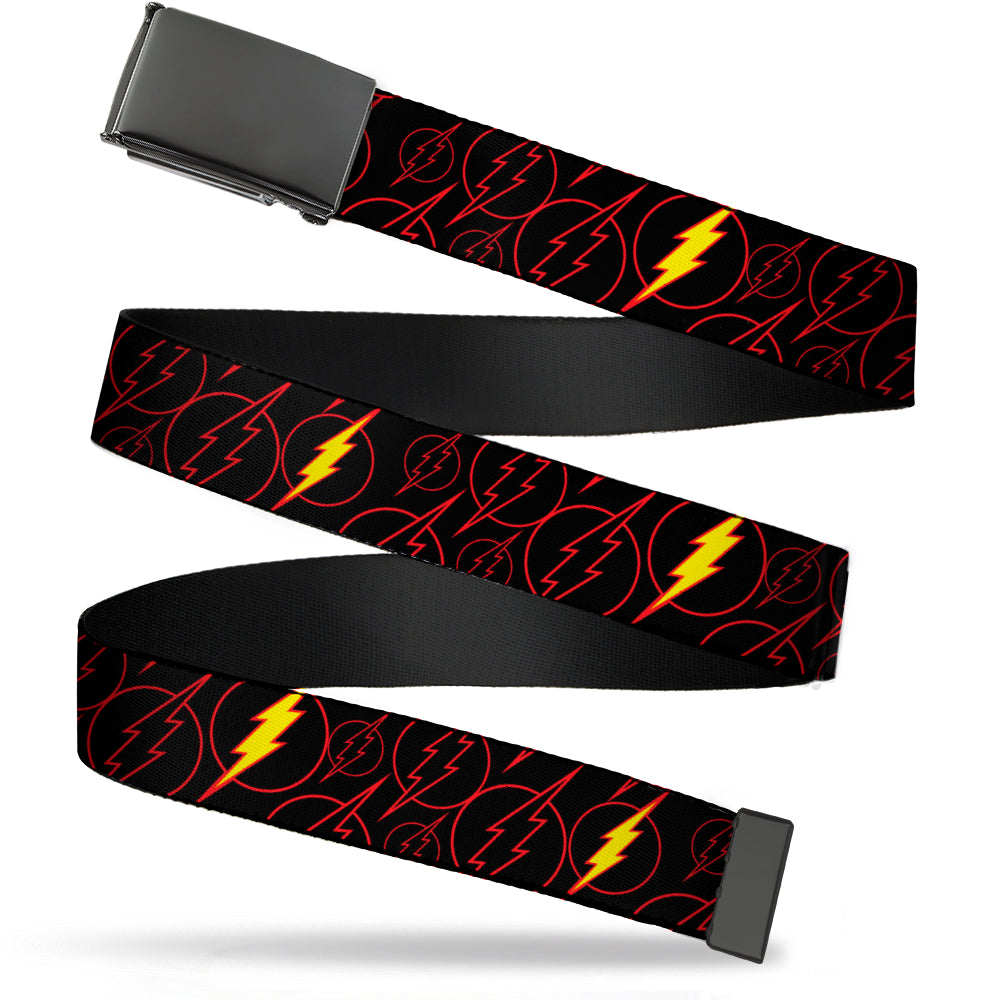 Black Buckle Web Belt - The Flash Logo13 Scattered Black/Red/Yellow Webbing Web Belts DC Comics