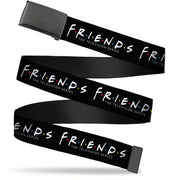 Black Buckle Web Belt - FRIENDS-THE TELEVISION SERIES Logo Black/White/Multi Color Webbing Web Belts Friends