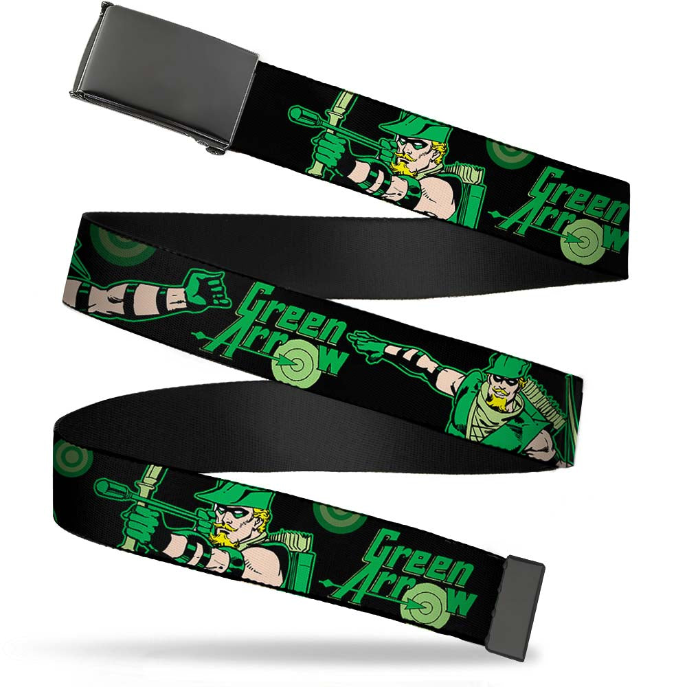 Black Buckle Web Belt - GREEN ARROW Action Poses/Targets Black/Greens Webbing Web Belts DC Comics
