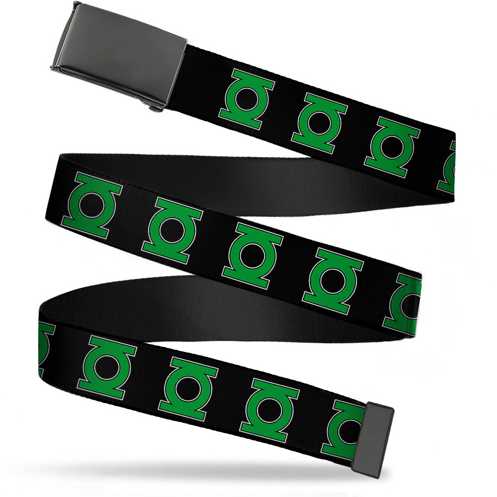 Black Buckle Web Belt - Green Lantern Logo Black/Green Webbing Web Belts DC Comics