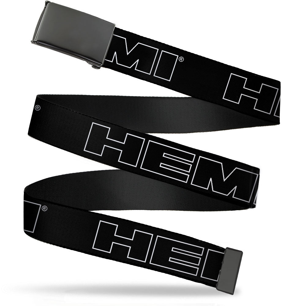 Black Buckle Web Belt - HEMI Bold Outline Black/White Webbing Web Belts Hemi