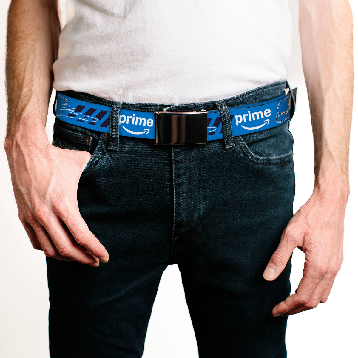 Web Belt Blank Black Buckle - Chase Elliott #9 Autograph PRIME Logo Blue/Black/White Webbing Web Belts Hendrick Motorsports