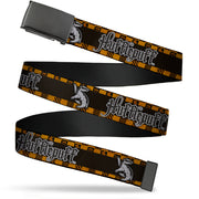 Black Buckle Web Belt - Harry Potter HUFFLEPUFF/Badger Checker Stripe Grays/Golds/Black/White Webbing Web Belts Harry Potter