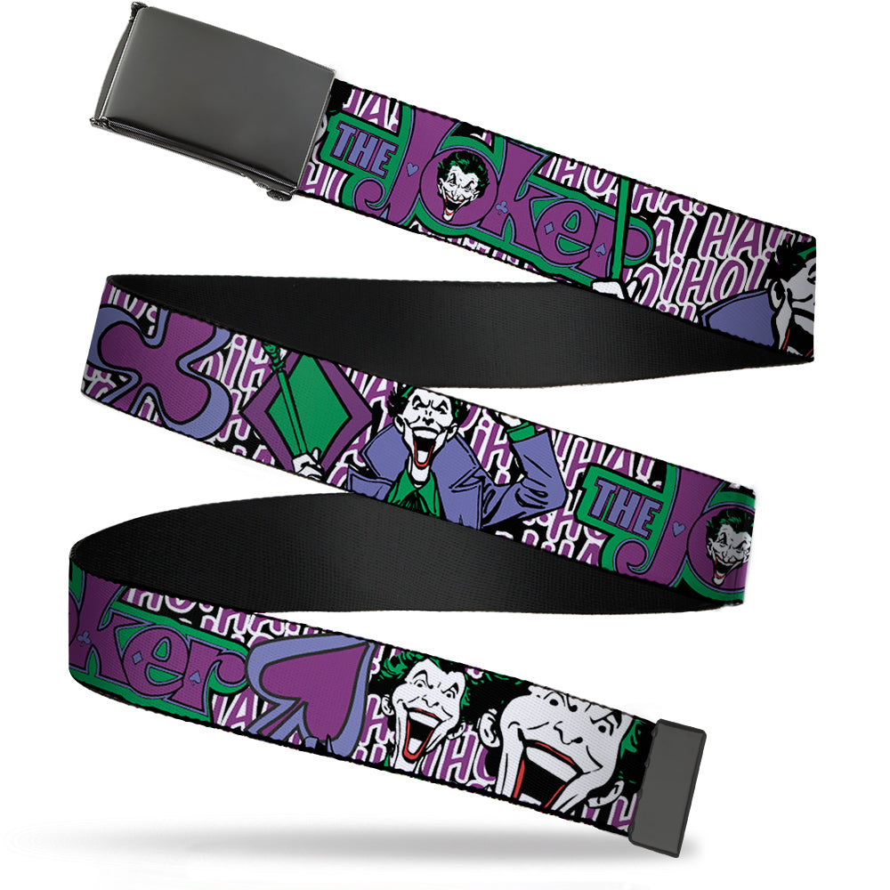 Web Belt Blank Black Buckle - Joker Face/Logo/Spades Black/White/Purple Webbing Web Belts DC Comics