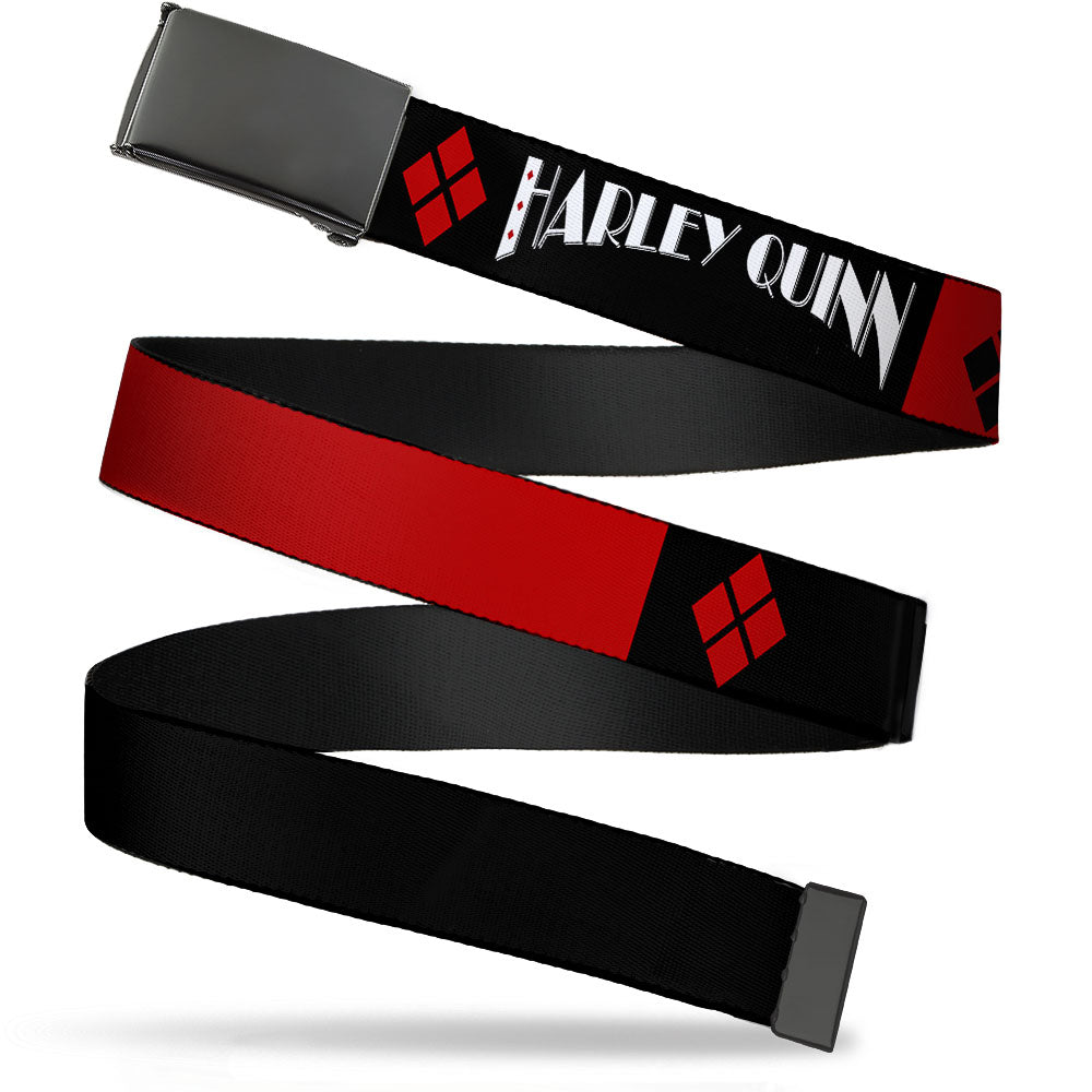 Black Buckle Web Belt - HARLEY QUINN/Diamonds Black/Red/White Webbing Web Belts DC Comics