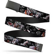 Web Belt Blank Black Buckle - Joker BRILLIANTLY TWISTED PSYCHO 2-Poses/Cards Black/Grays Webbing Web Belts DC Comics