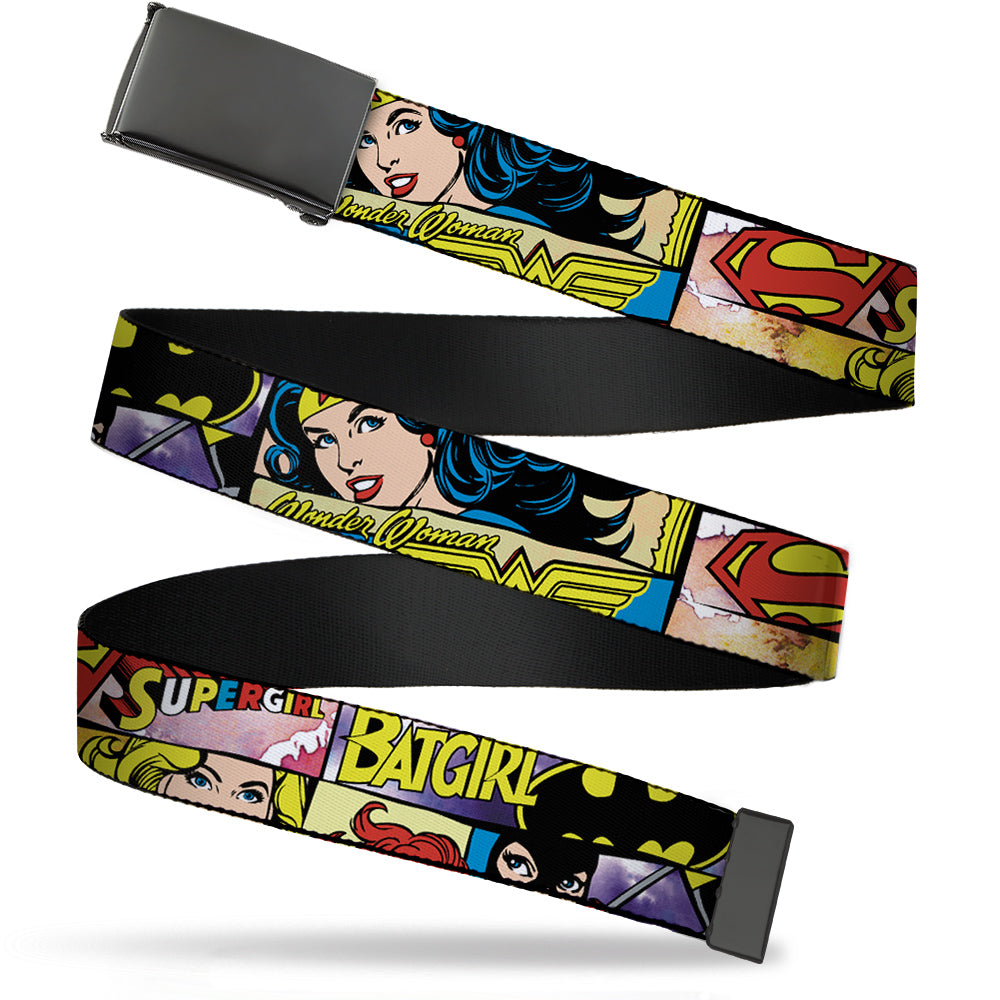 Web Belt Blank Black Buckle - Superheroines Wonder Woman/Supergirl/Batgirl Webbing Web Belts DC Comics