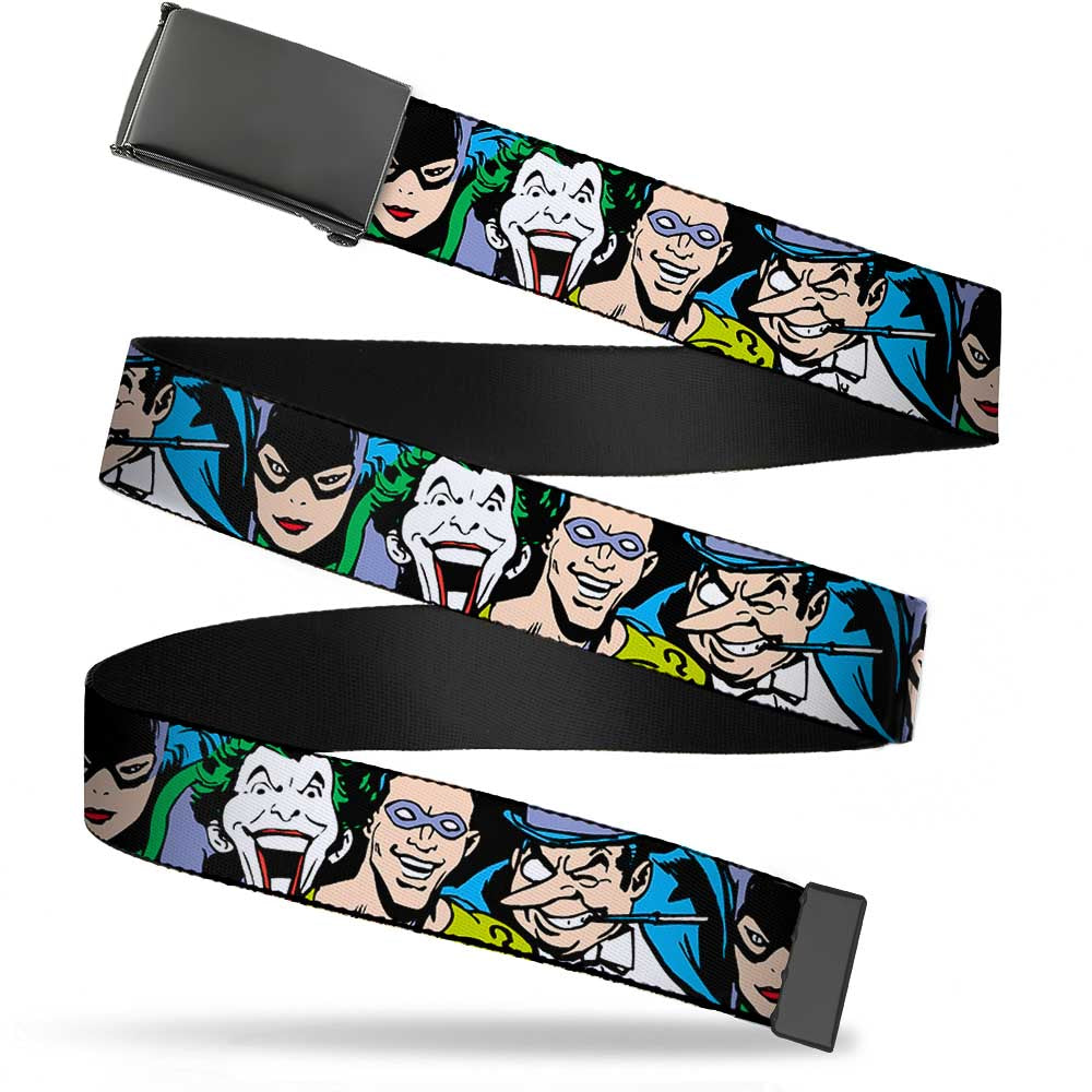 Black Buckle Web Belt - Justice League Villains CLOSE-UP Webbing Web Belts DC Comics